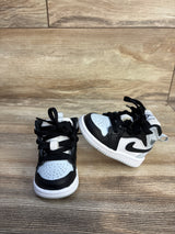 Air Jordan 1 Mid TD 'Black Aura Squadron Blue' Sneakers sz 2c