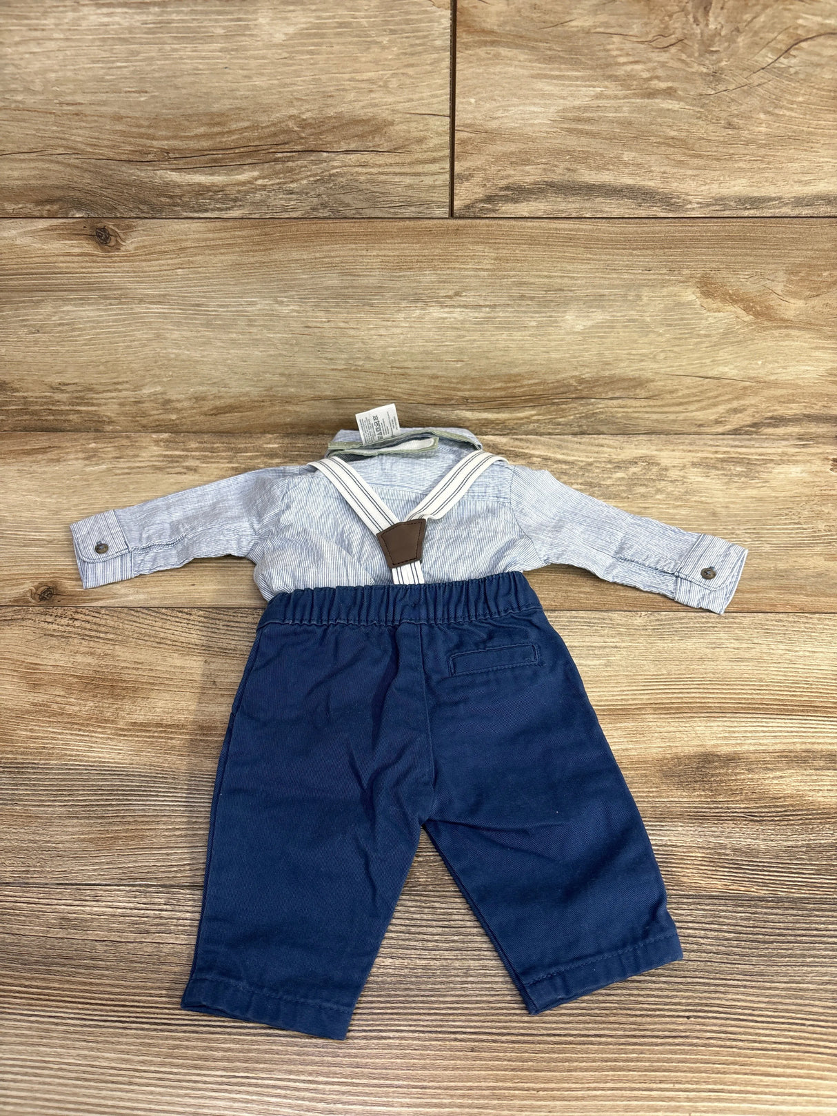 Just One You 4pc Striped Button Up Suspender Set White sz Newborn