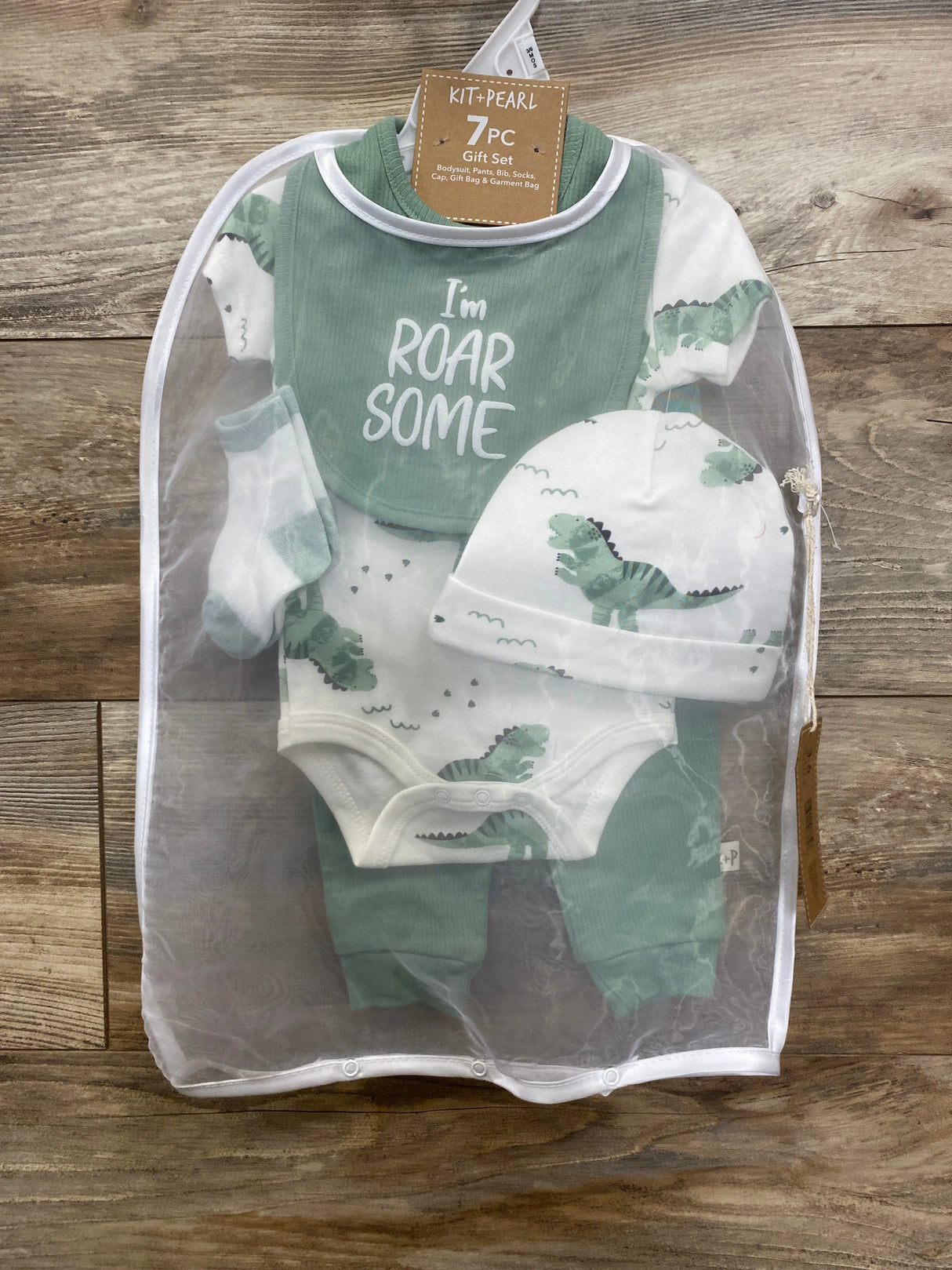 NEW Kit + Pearl 7pc Dinosaur Gift Set White sz 3-6m