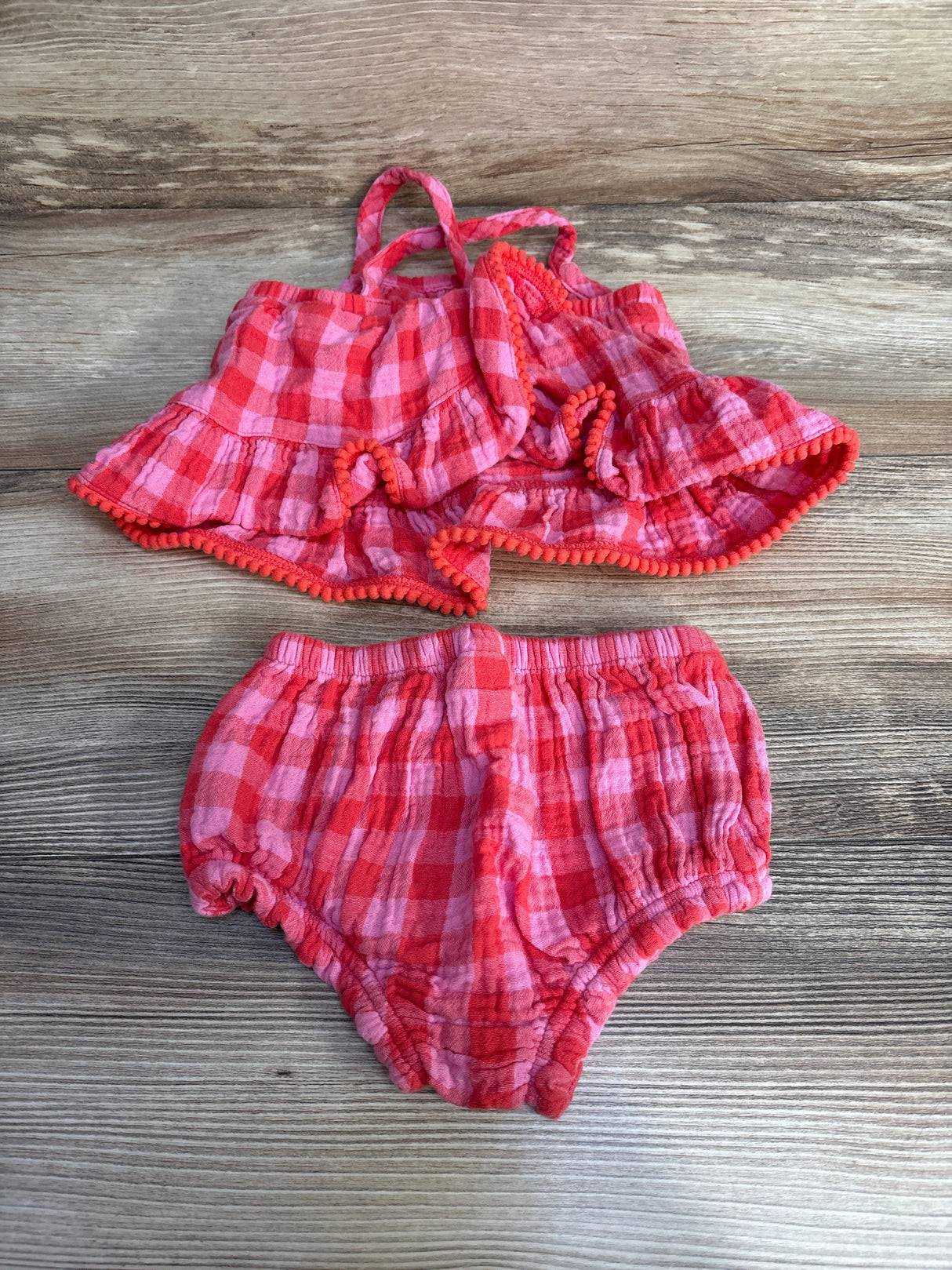 Cat & Jack 2pc Gingham Top & Bloomers Red sz 6-9m - Me n Mommy To Be