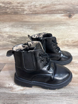Comfy Kids Faux Leather Lace-Up Boots Black sz 11c