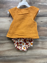 NEW Cat & Jack 2pc Gauze Button-Front Shirt & Bloomers Set Orange sz 6-9m
