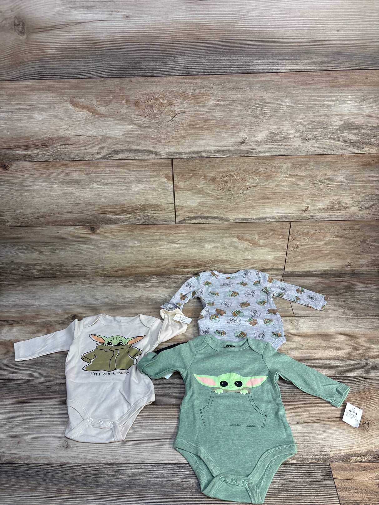 NEW Star Wars 3pk Grogu Bodysuit Set Geen sz 0-3m
