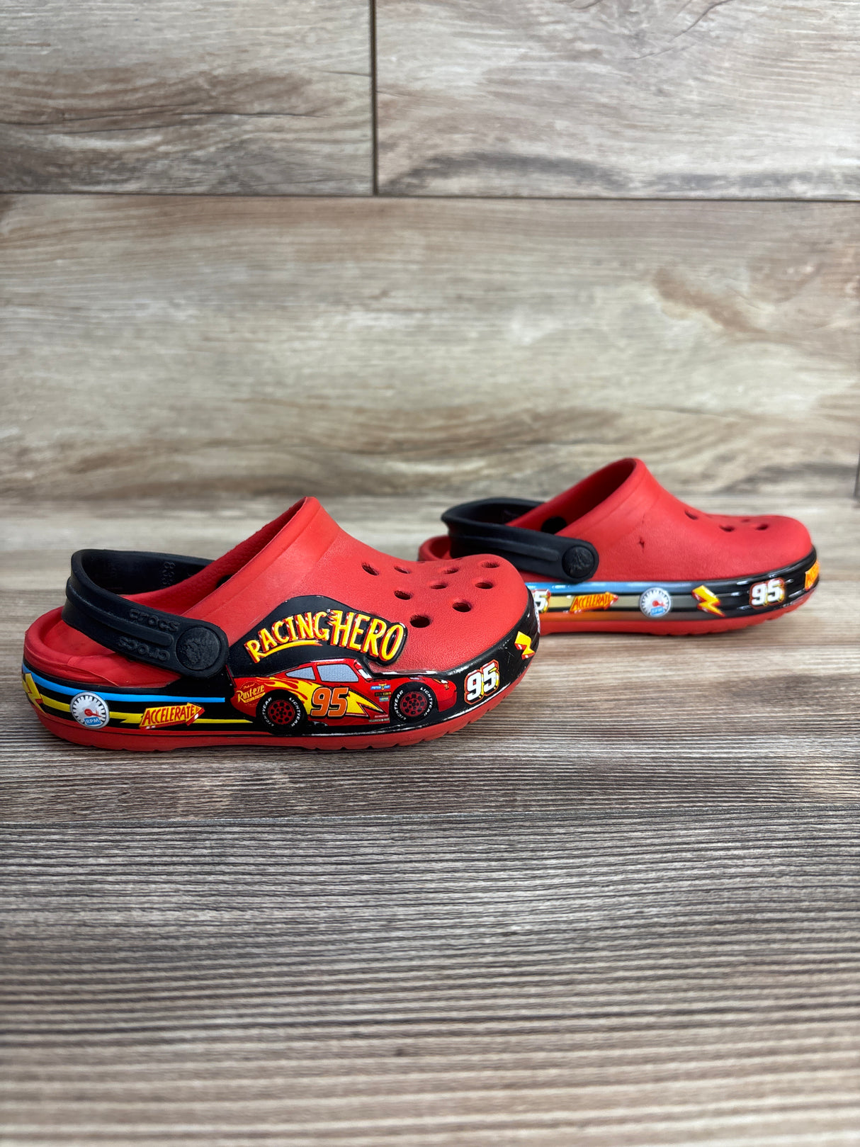 Crocs Classic Clogs Cars Themed, Red sz 7c