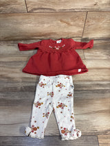 Rabbit + Bear Organic 2pc Embroidered Pumpkin Top & Leggings Set Red sz 0-3m