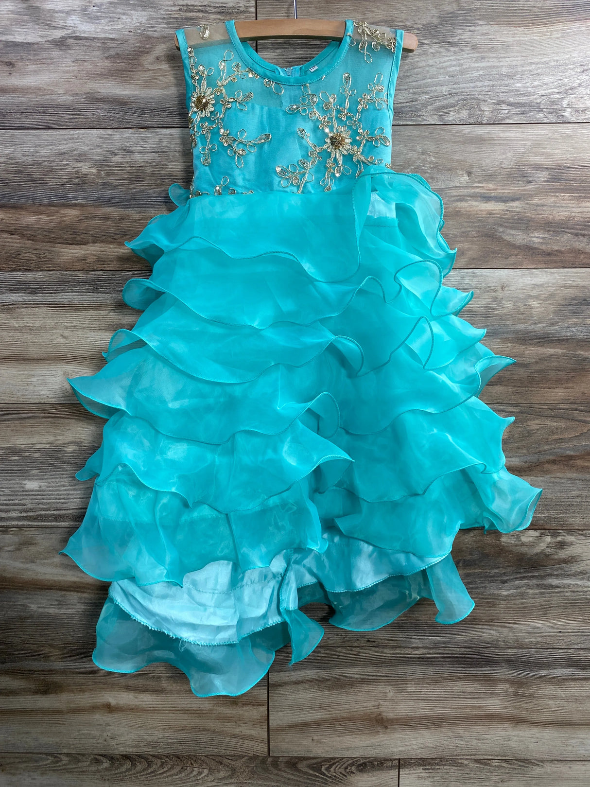 Turquoise Organza Layered Dress sz 5/6