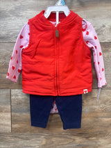 NEW Carter's 3pc Vest, Heart Print Bodysuit, & Pants Set Pink sz 6m