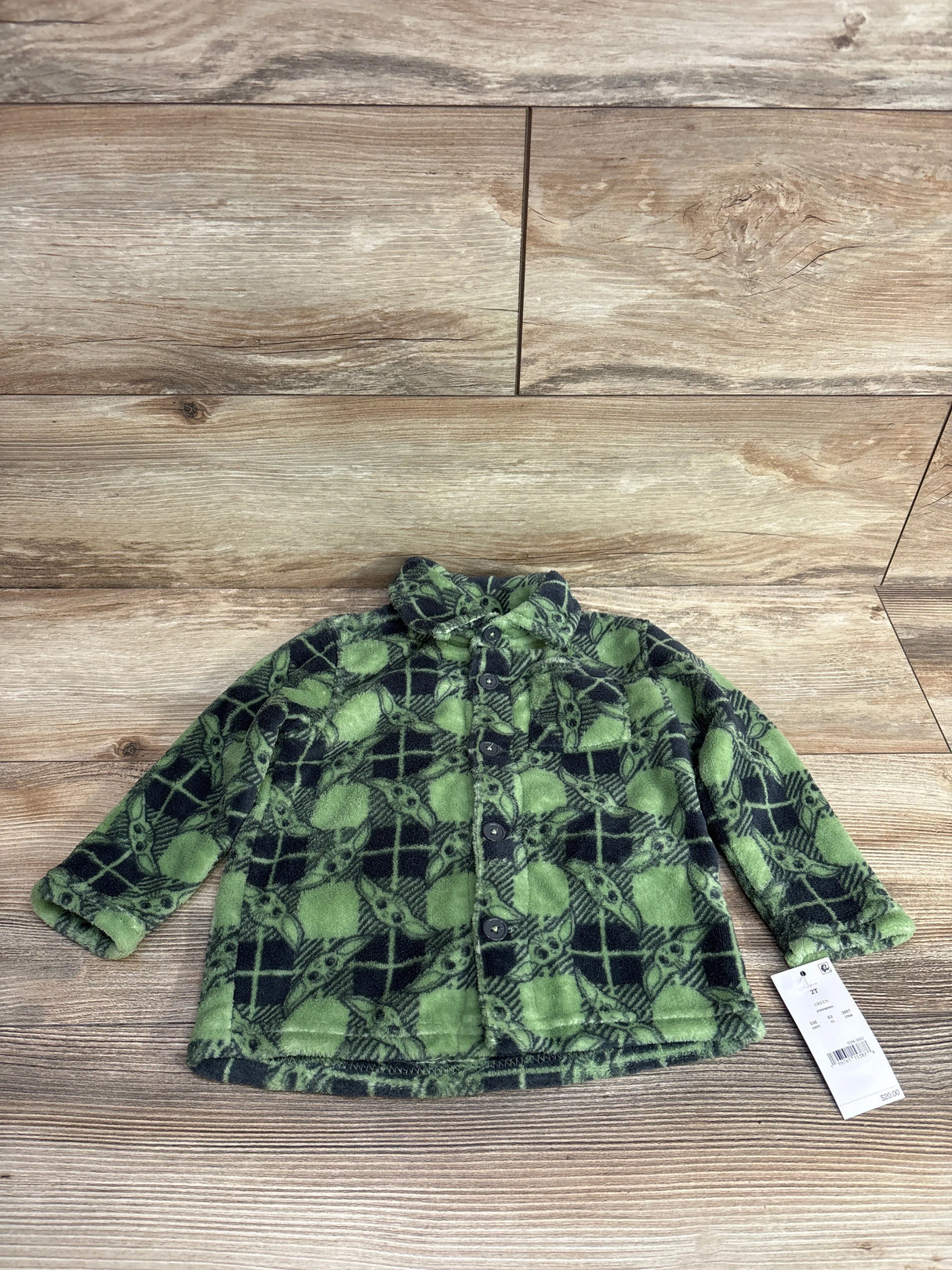 NEW Star Wars Plush Yoda Button Up Shirt Green sz 2T