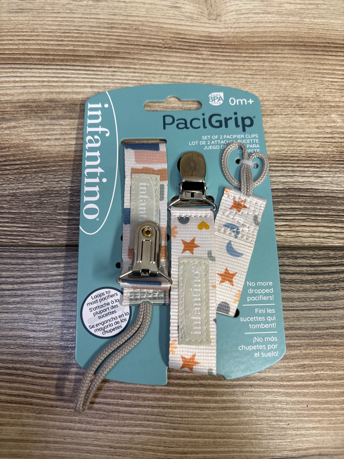 NEW Infantino PaciGrip 2pk Pacifier Clips 0m+