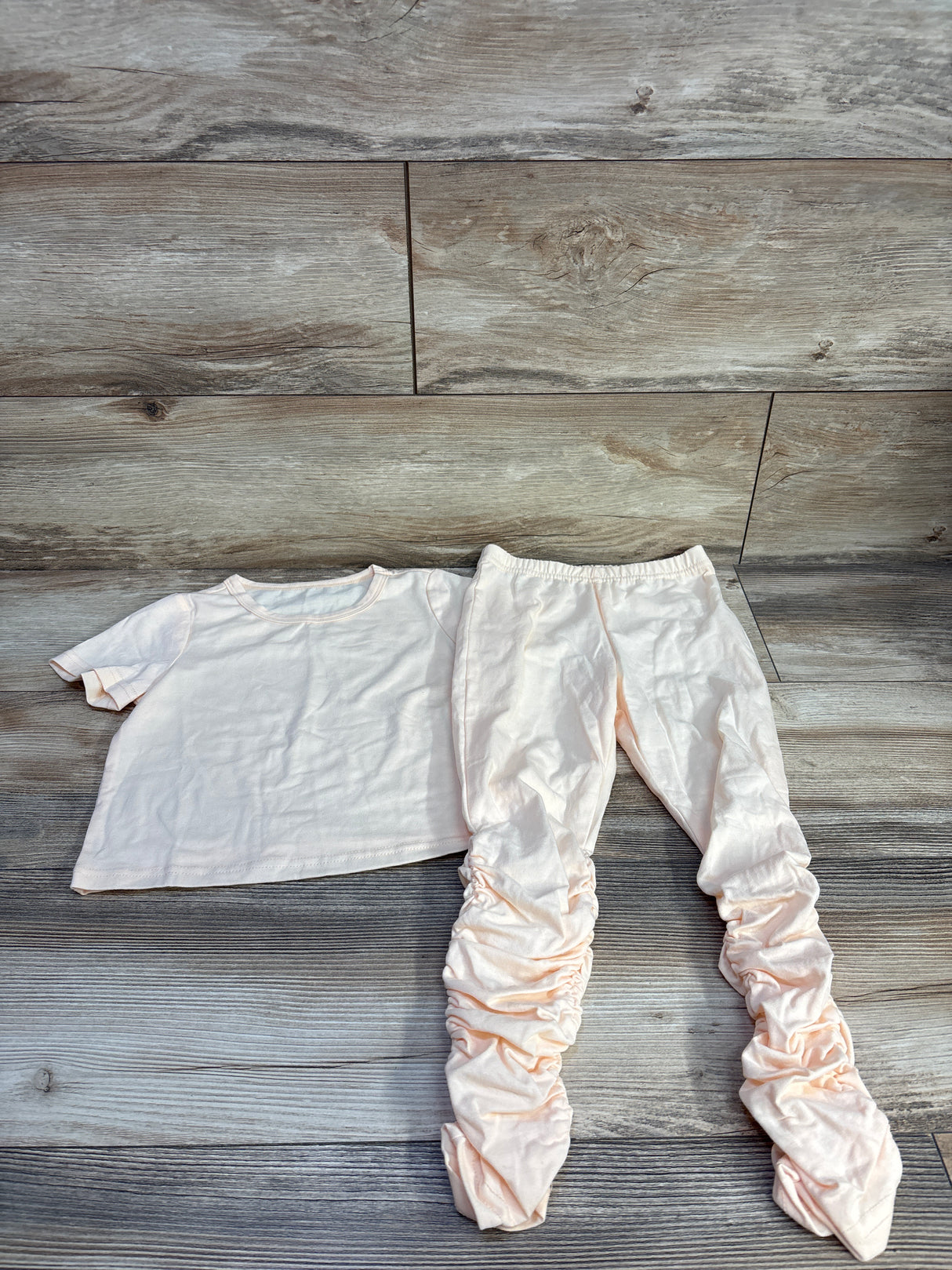 Shein 2pc Shirt & Scrunch Leggings Set Peach sz 5T