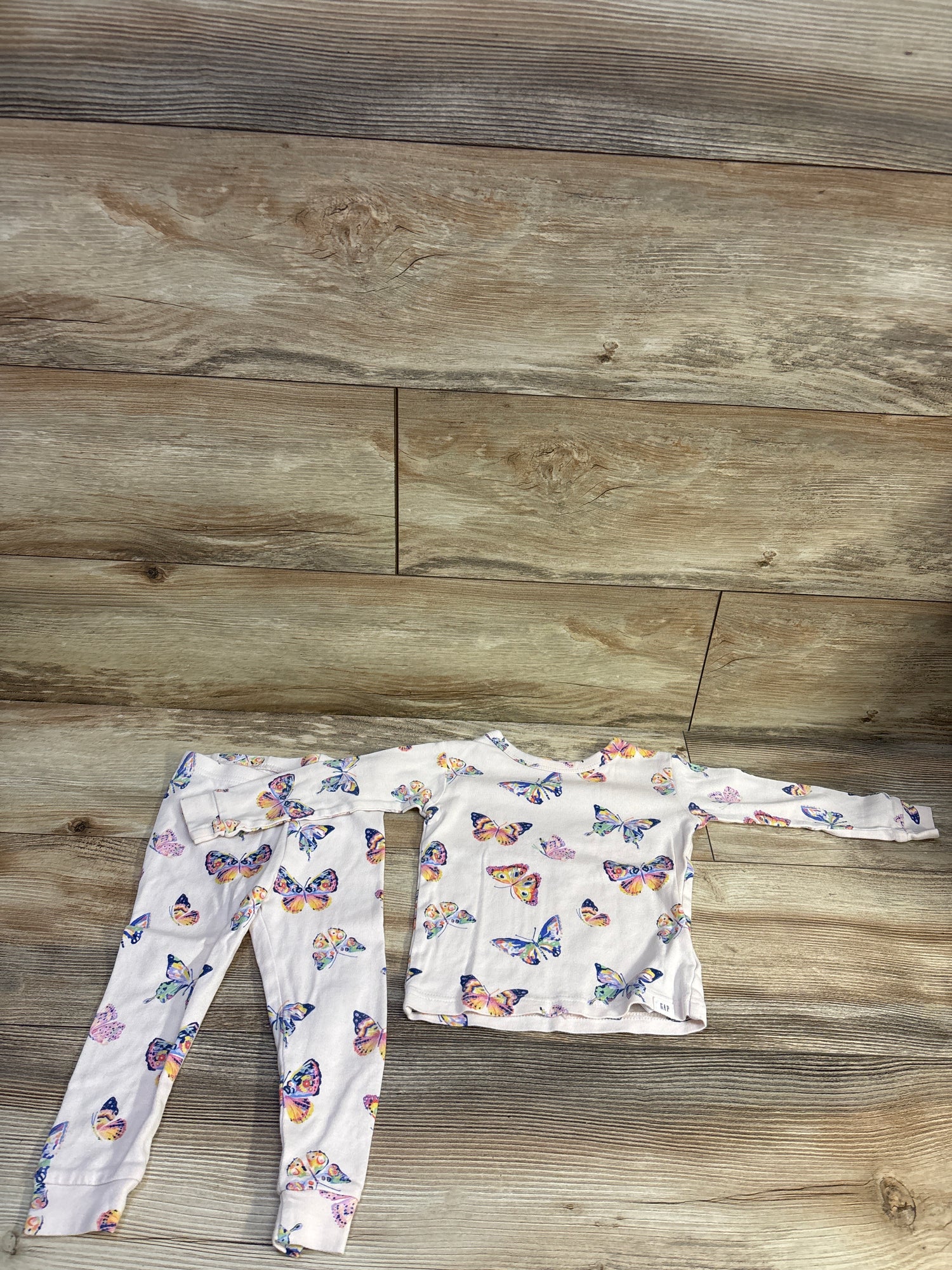 Baby Gap 2pc Butterfly Pajama Set Cream sz 2T