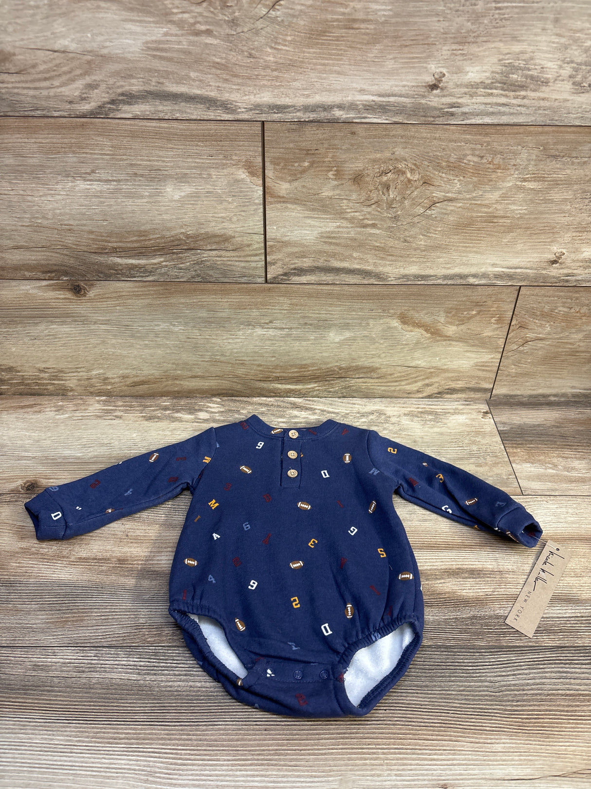 NEW Nicole Miller Football Henley Sweater Bubble Romper Blue sz 6/9m