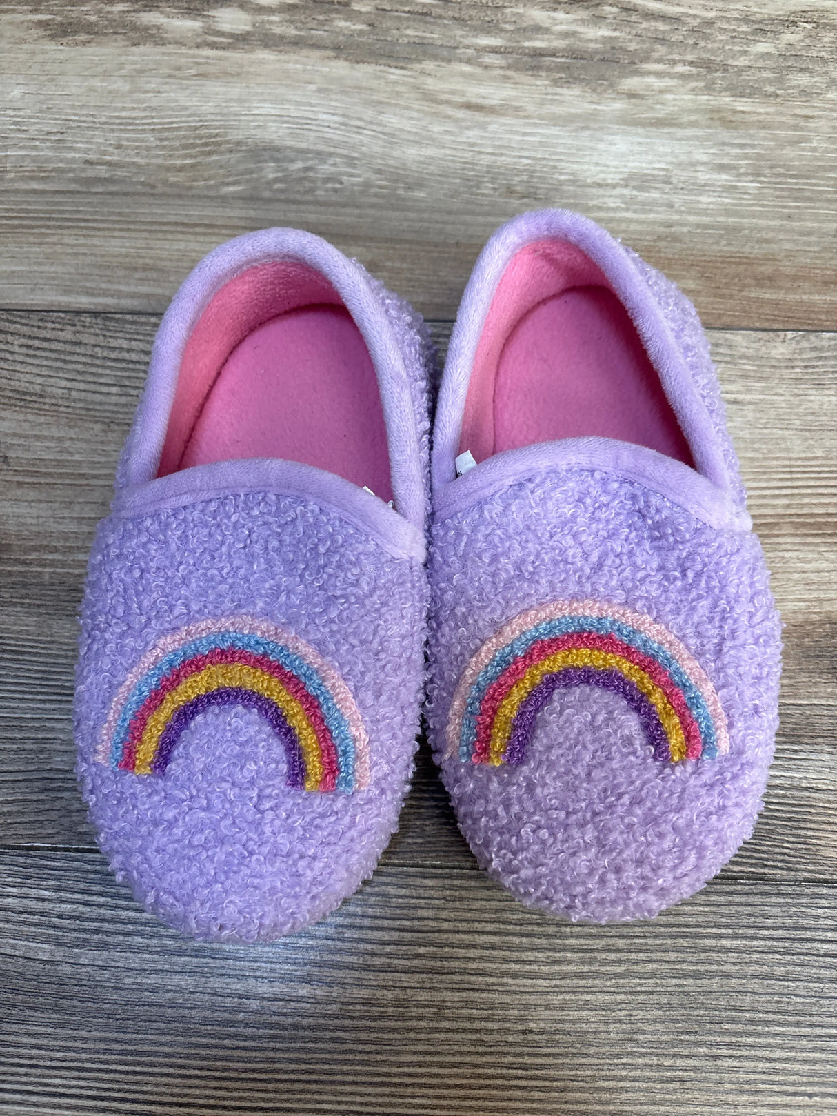 Wonder Nation Sherpa Rainbow Slippers Purple sz 11-12c