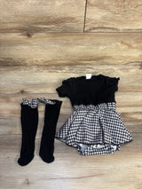 Ribbed 2pc Bodysuit Dress & Thigh High Socks Black sz 6-9m