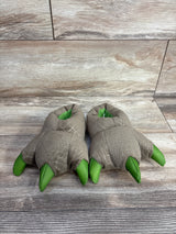 Jurassic World Dinosaur 3D Claw Feet Plush Slippers Brown sz 7/8c
