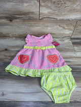 NEW Real Love 2pc Gingham Dress & Bloomers Pink sz 12m - Me n Mommy To Be