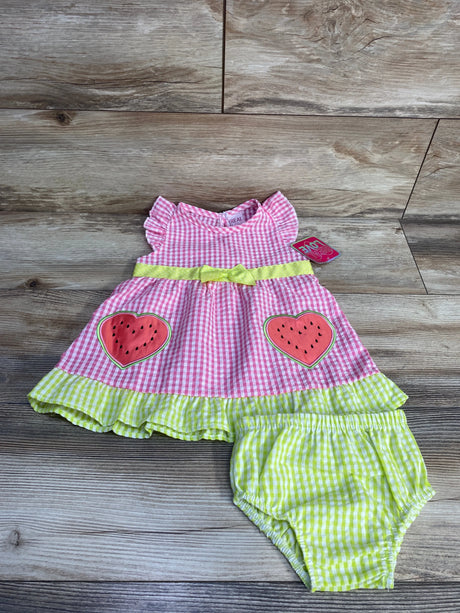 NEW Real Love 2pc Gingham Dress & Bloomers Pink sz 12m - Me n Mommy To Be