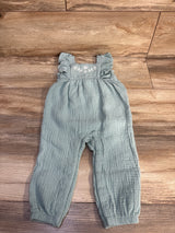 Just One You Embroidered gauze Jumpsuit Green sz 12m