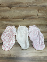 aden + anais 3pk Velboa Wrap Swaddles Pink/White sz 0-3m