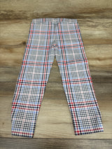 NEW Janie & Jack Button Cuff Ponte Pants Plaid White sz 3T