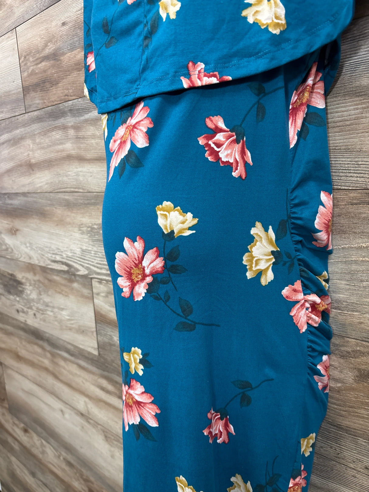Hello Miz Floral Off The Shoulder Dress Blue sz Medium