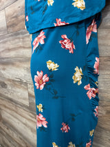 Hello Miz Floral Off The Shoulder Dress Blue sz Medium