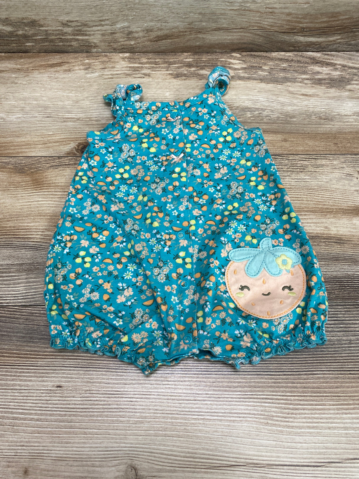 Carter's Lemon Print Shortie Romper Green sz 9m