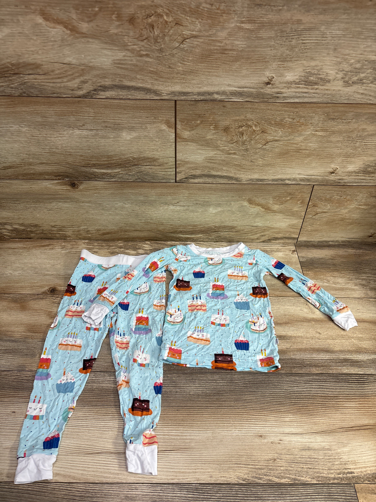 Little Sleepies Birthday Cake 2pc Bamboo Pajama Set Blue sz 18-24m