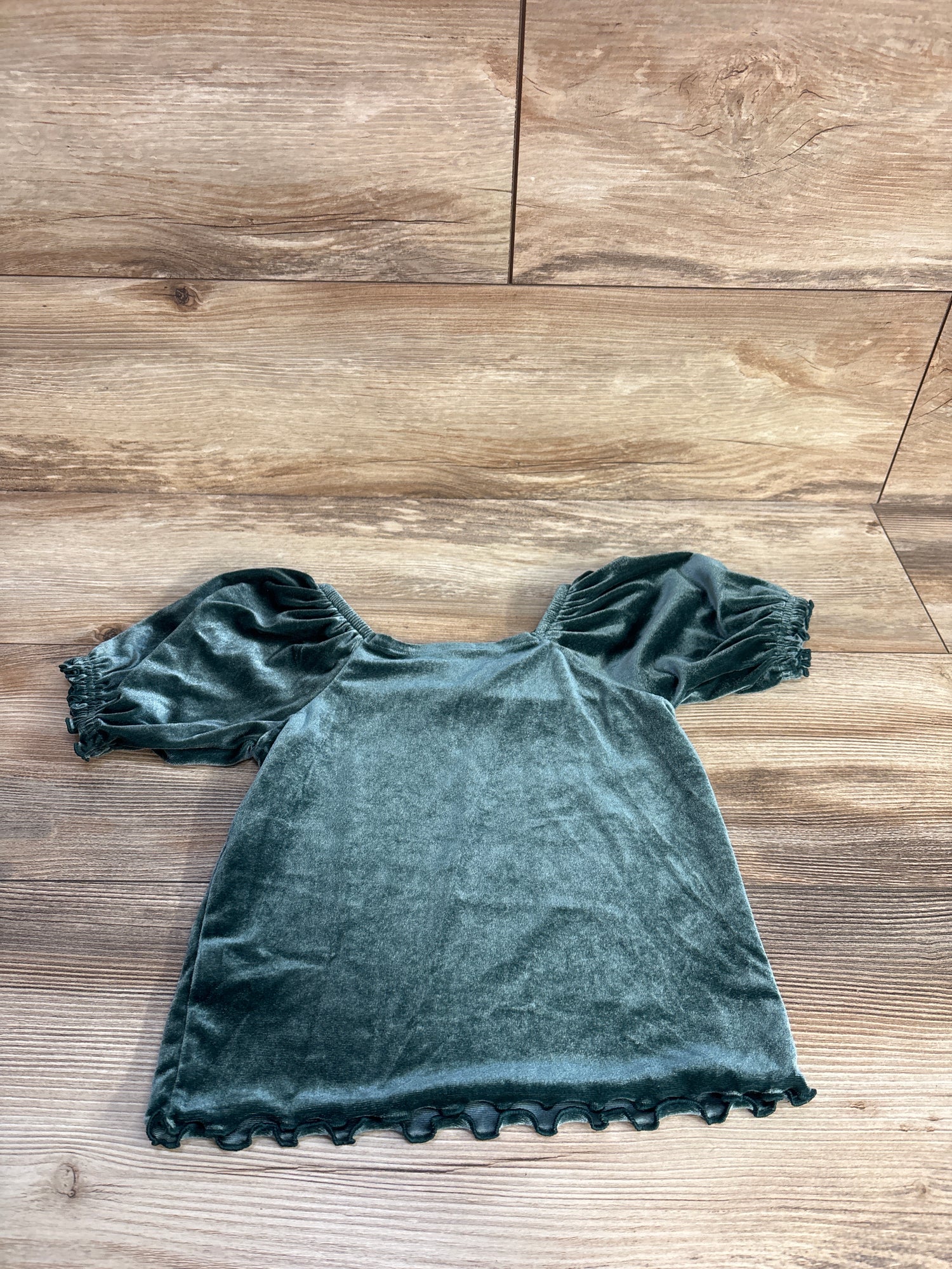 Old Navy Velvet Puff Sleeve Top Green sz 5T