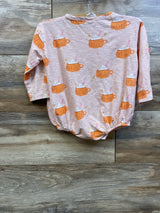 Siix Organic Long Sleeve T-Shirt Bubble Romper Pumpkin Mug Pink sz 12-18m