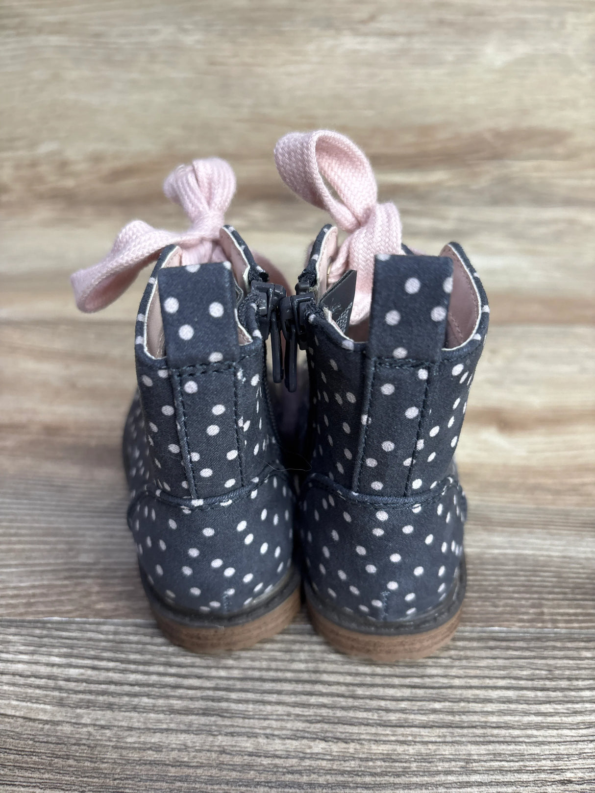 Cat & Jack Giovanna Lace-Up Combat Boots Polka Dot sz 5c