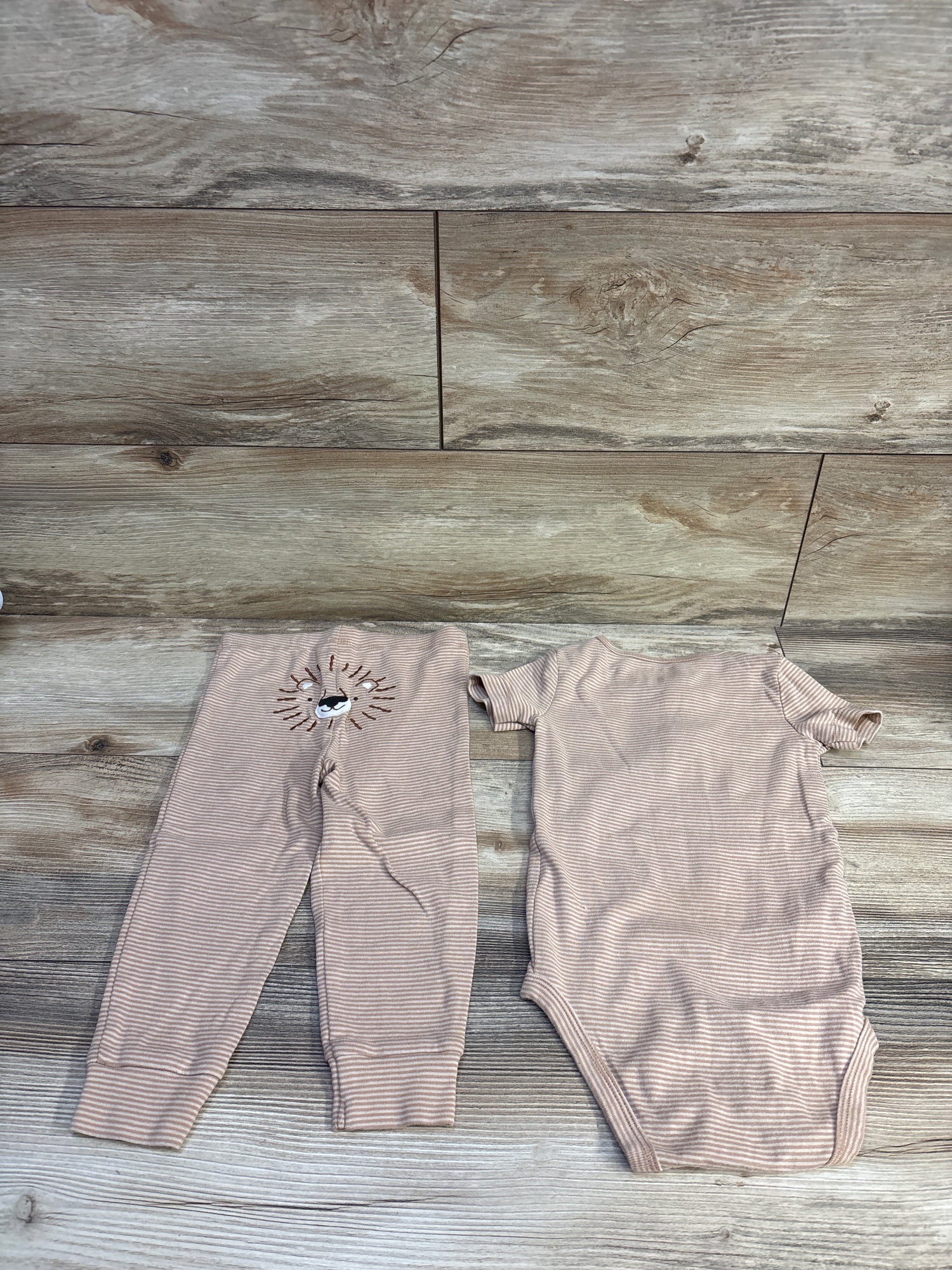 Carter's 2pc Striped Henley Bodysuit & Pants Set Tan sz 24m