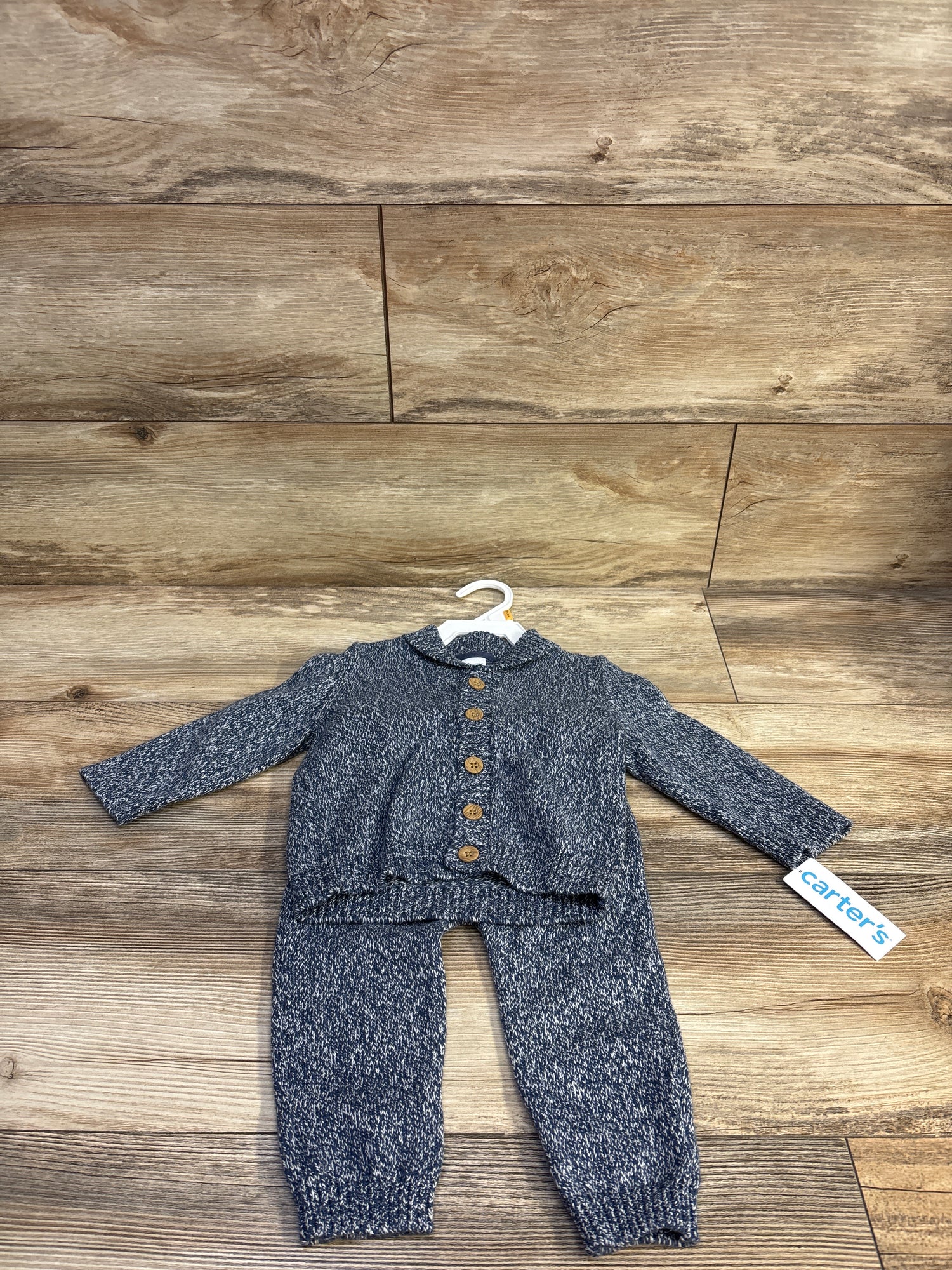 NEW Carter's 2pc Knit Sweater Cardigan & Pants Blue sz 12m