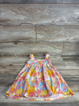 Cynthia Rowley Cinched Ruffle Strap Dress Abstract Floral Orange sz 4T