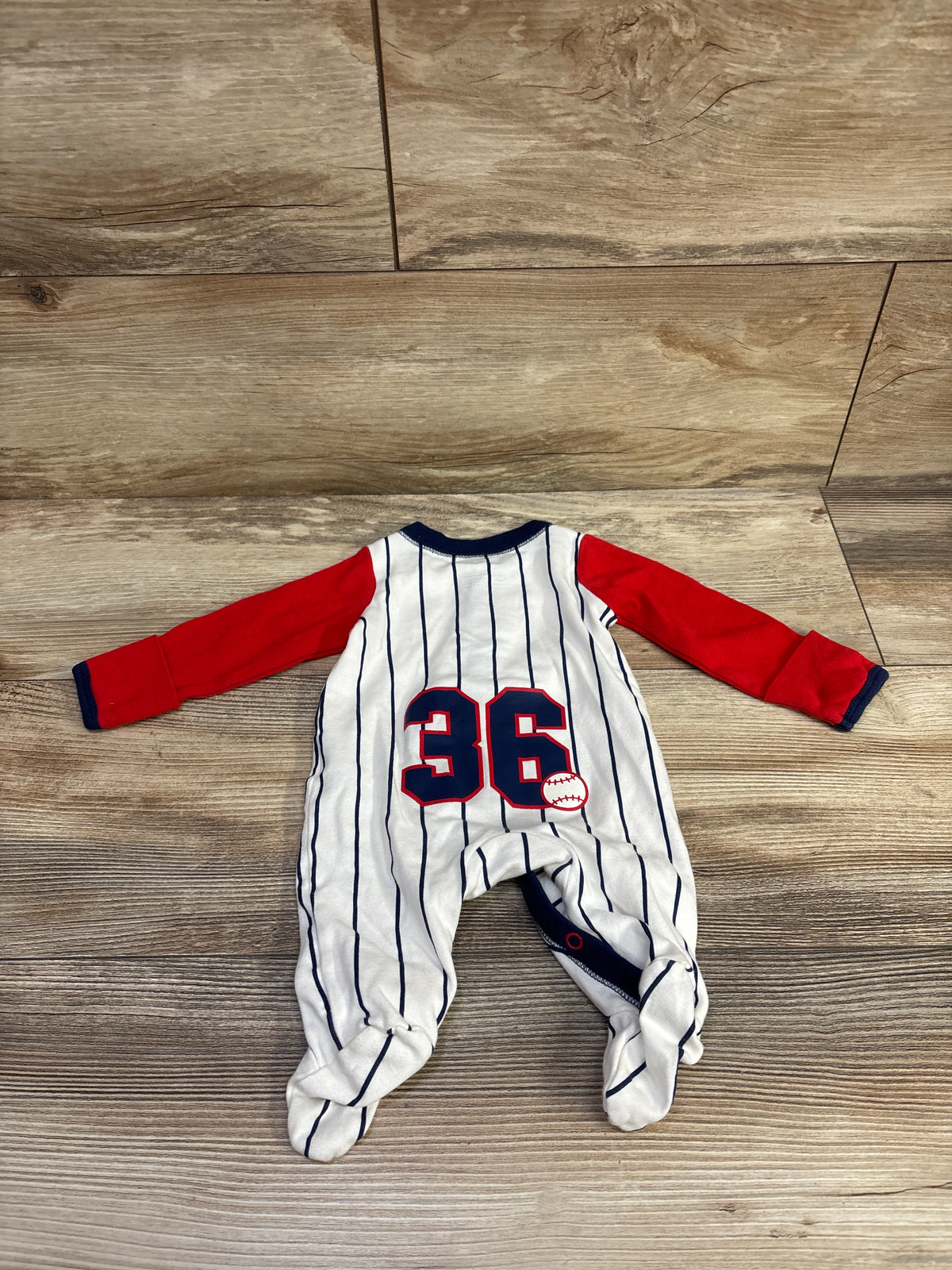 Carter's Baseball Snap Sleeper White sz Newborn
