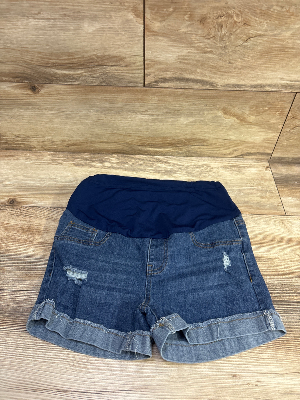 Shein Maternity Full Panel Denim Shorts Blue sz Small
