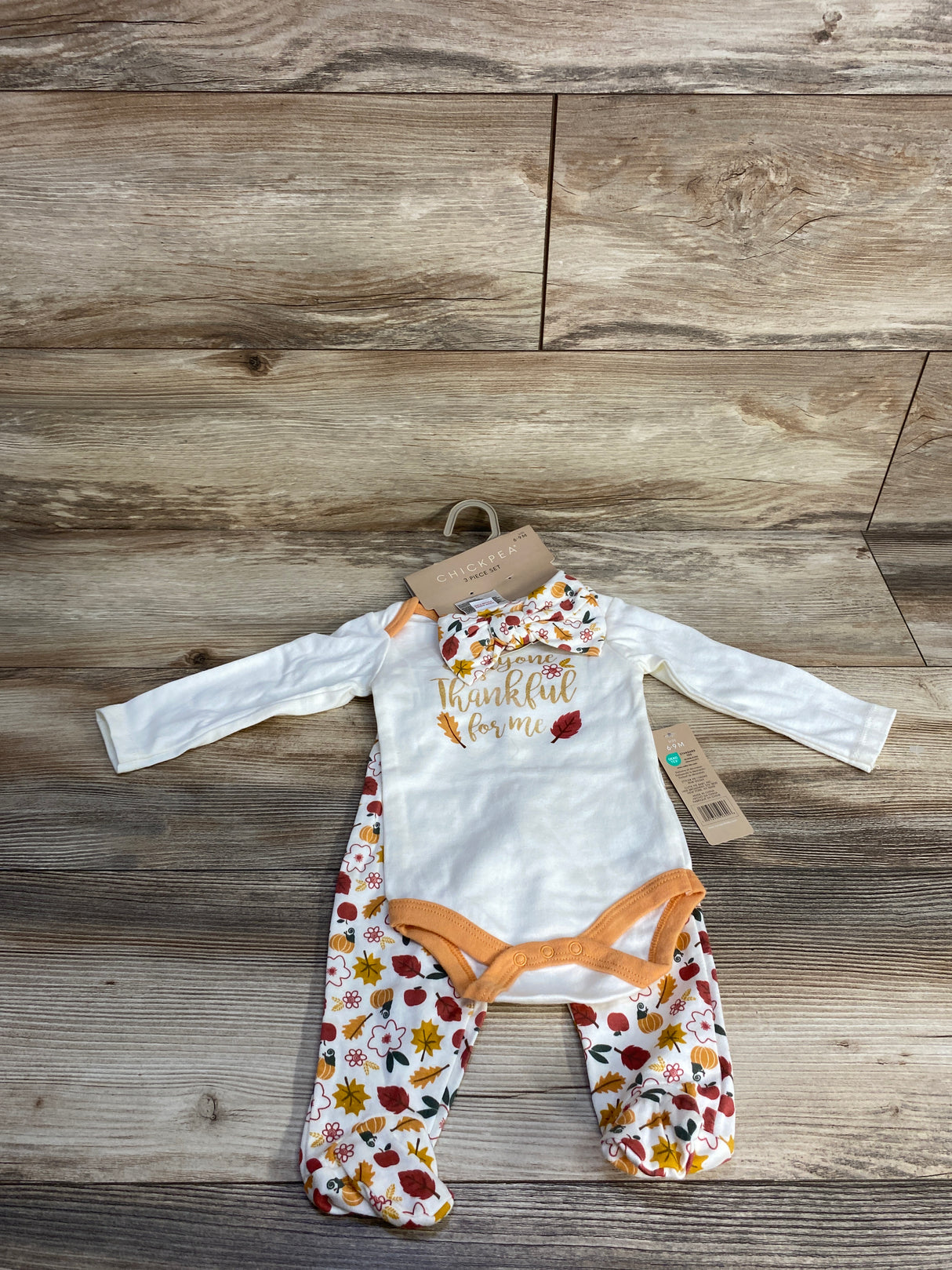 NEW Chickpea 3pc Fall Bodysuit Set White sz 6-9m