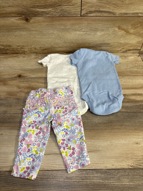 Just One You 3pc Floral Bodysuit & Pants Set Blue/White sz 6m - Me n Mommy To Be