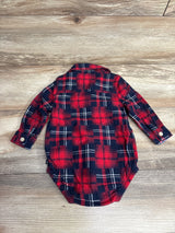 OshKosh Plaid Button Up Flannel Bubble Romper Red sz 9m