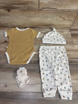 NWOT Tahari Baby 4pc Ribbed Mom's Little Dude Bodysuit Set Tan sz 3-6m