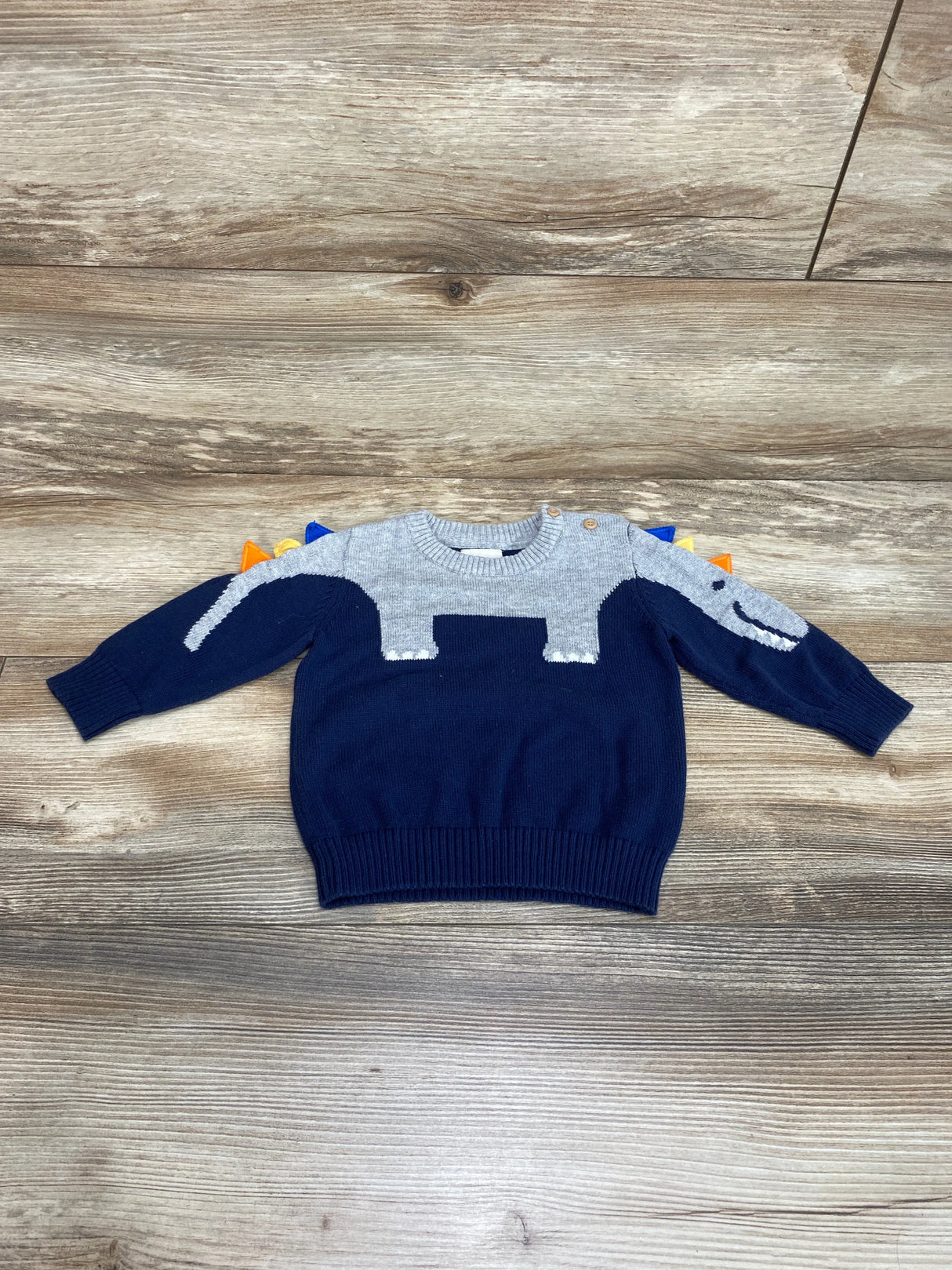 First Impressions Dinosaur Sweater Grey/Navy sz 6-9m