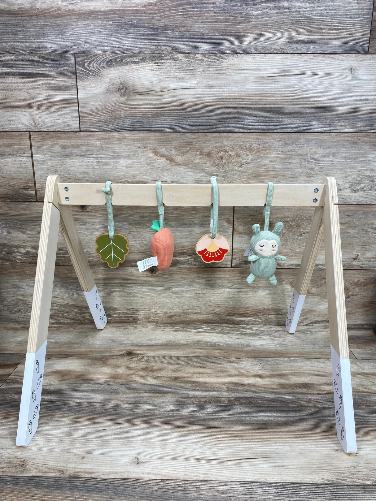 PairPear Wooden Baby Gym with 4 Baby Toys