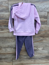 Adidas 2pc Regular Fit Full Zip Hoodie Set Pink sz 5T