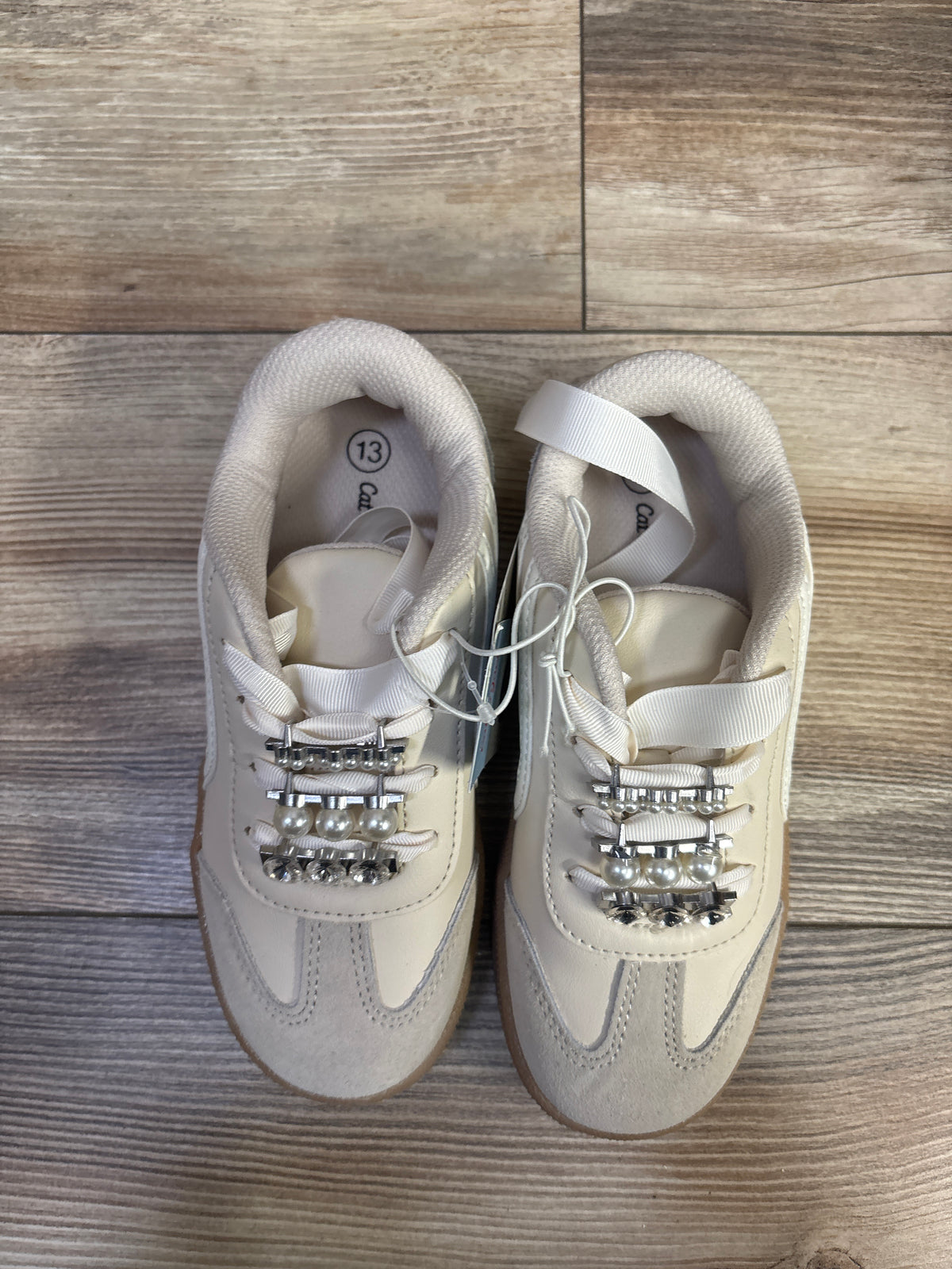 NEW Cat & Jack Embellished Boston Sneakers in Beige sz 13c