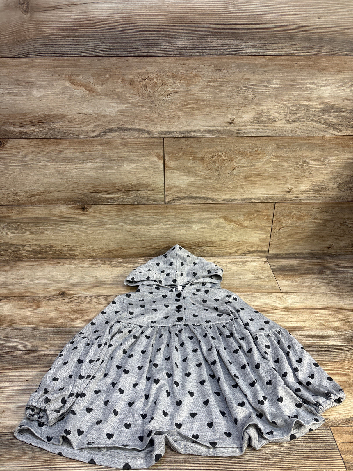 Pippa & Julie Hooded Heart Print Dress Grey sz 5T