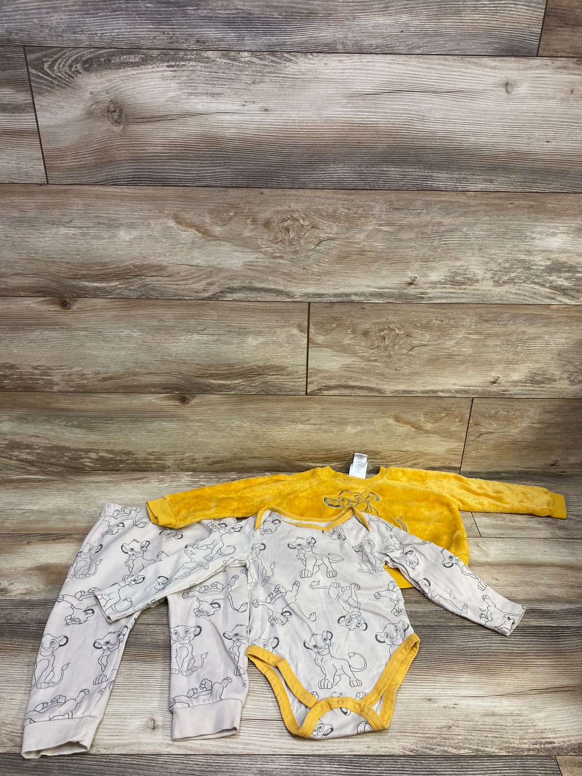 Disney Baby 3pc The Lion King Plush Sweatshirt, Bodysuit, & Joggers Yellow sz 24m