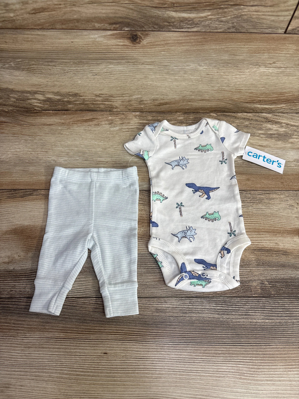 NEW Carter's 2pc Dinosaur Bodysuit & Bottoms Set White sz Newborn