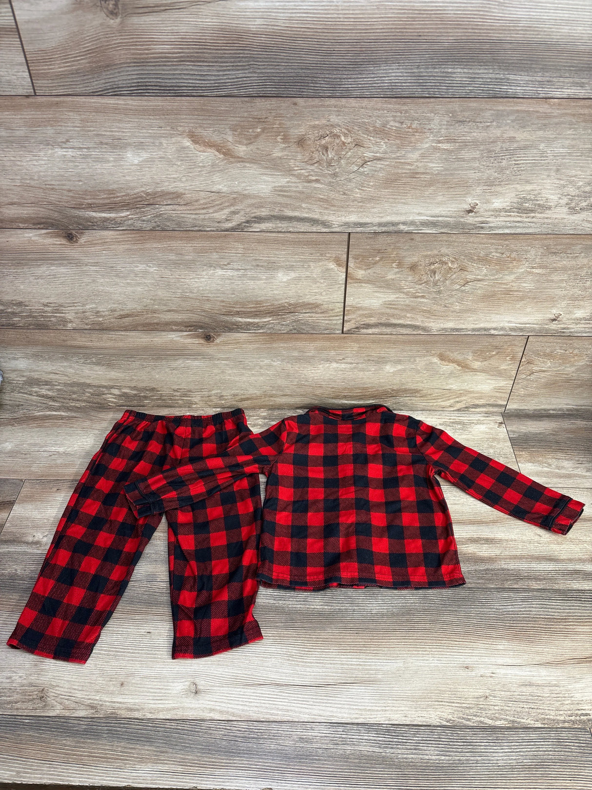 Just One You 2pc Buffalo Plaid Coat Style Pajama Set Red sz 2T