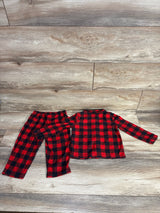 Just One You 2pc Buffalo Plaid Coat Style Pajama Set Red sz 2T
