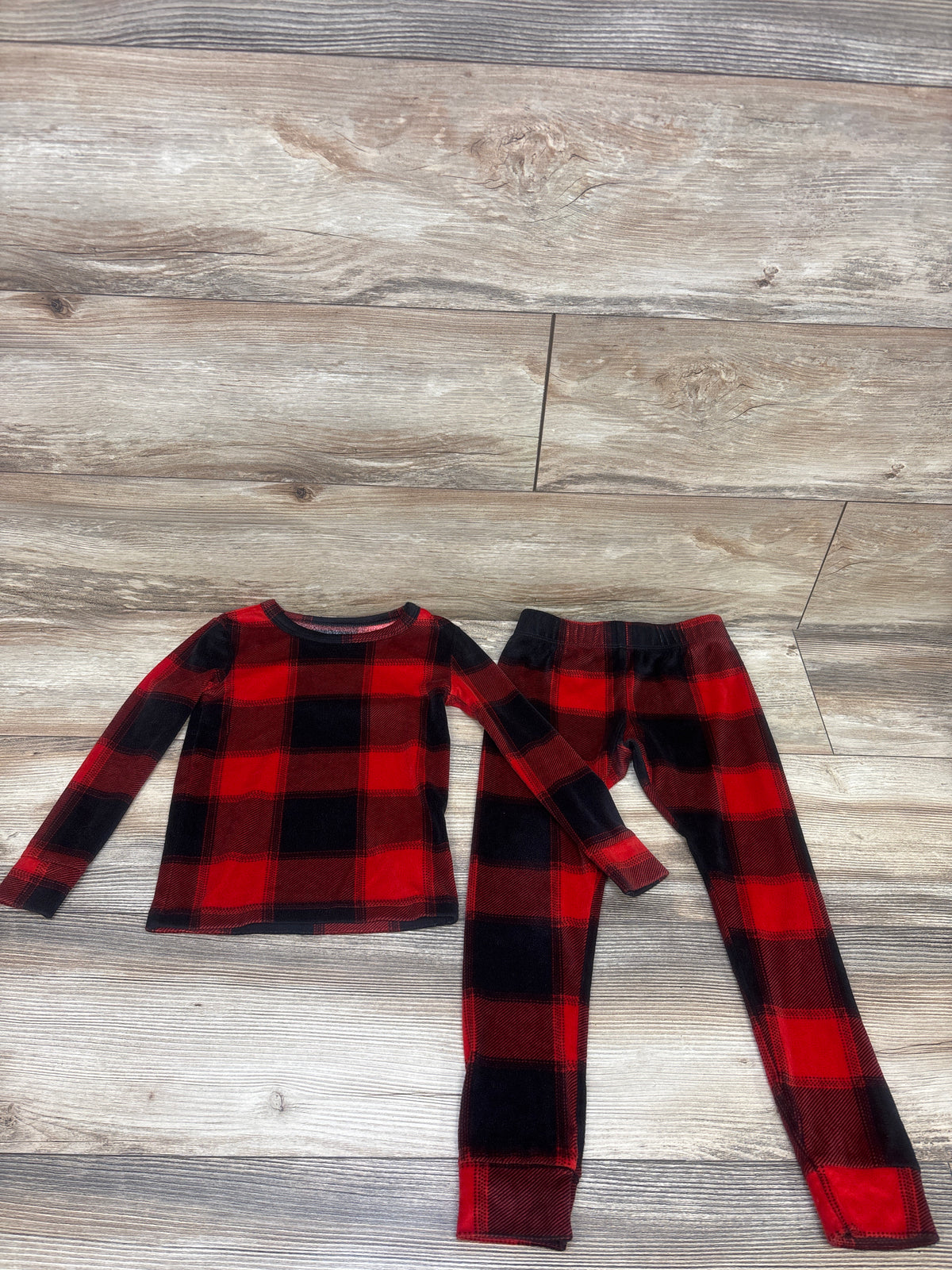 Cat & Jack 2pc Velour Plaid Pajama Set Red sz 4T